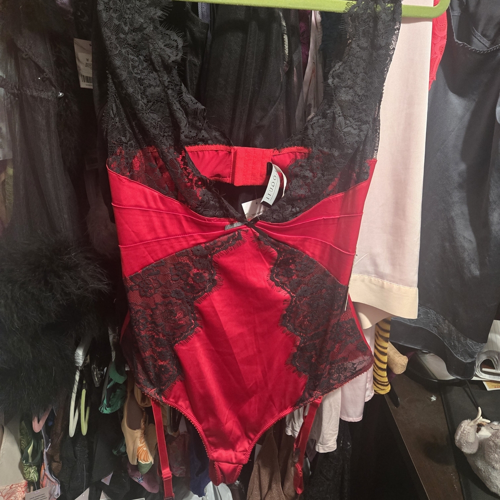 Eloquii Scarlet and Ebony Lace Chemise